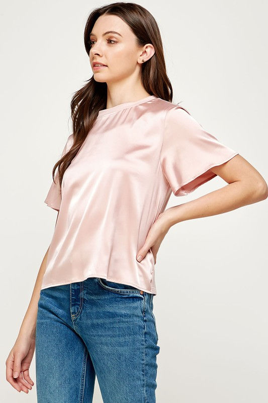 Miniatura: Satin Tee Top with Knit Back