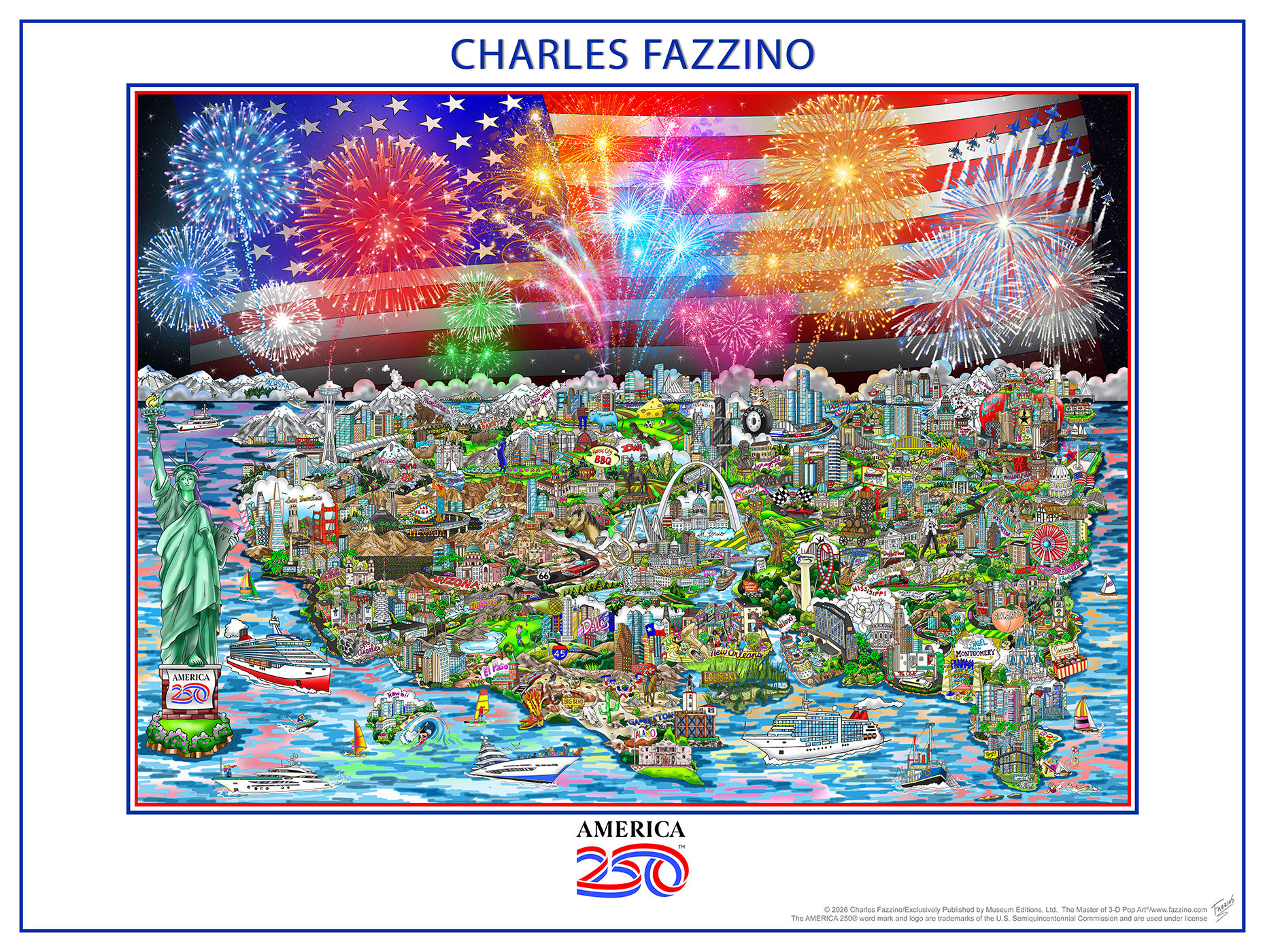 America 250 Poster Print by Charles Fazzino