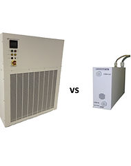 Standard chiller vs thermoelectric heater/chiller used for heating and cooling chemicals, DI water, corrosives, and heat transfer fluids.