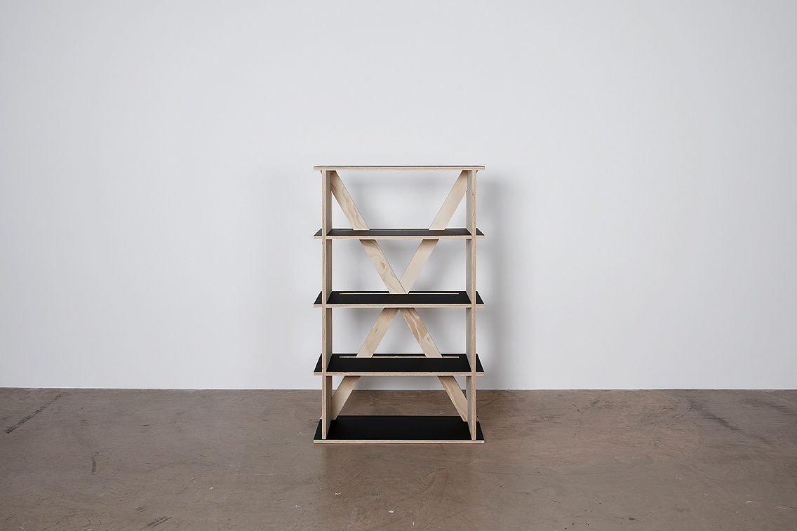 R-1425-3T ４段シェルフ 唐松特注合板 / リノリウム天板仕様