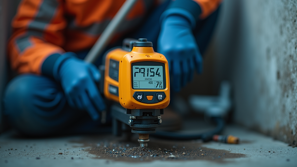 Close-up view of advanced leak detection equipment used by a plumber