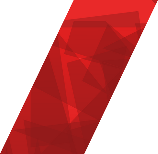 Dark red graphics over bright red stripe