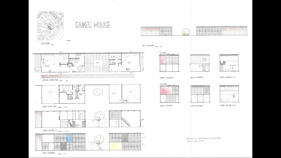 EAMES HOUSE ORTHOGRAPHIC DRAWING
