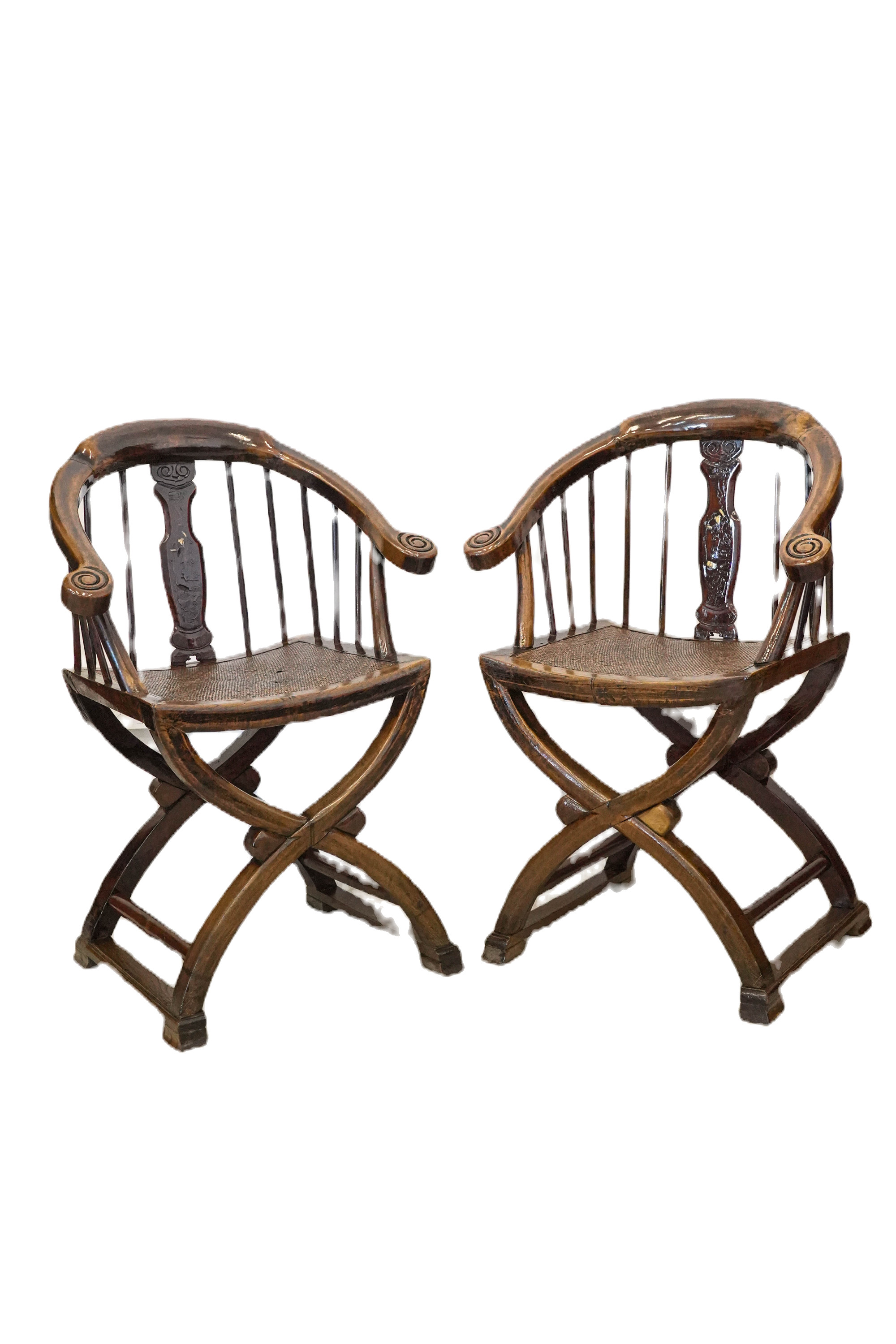 Chinese Horseshoe-Back Folding Chairs - Early 20th Century
