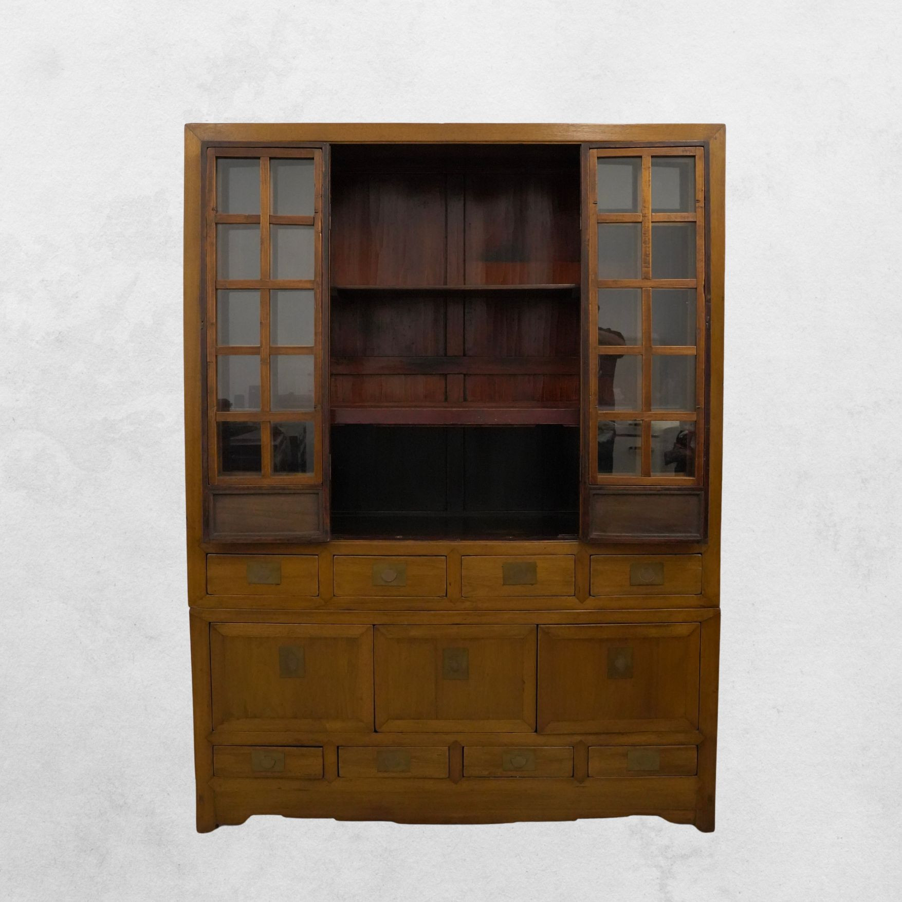 Chinese Elm Library Cabinet - Mid-20th Century