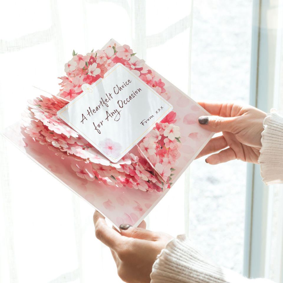 HIBINO 3D Pop-Up Sakura Heart Card