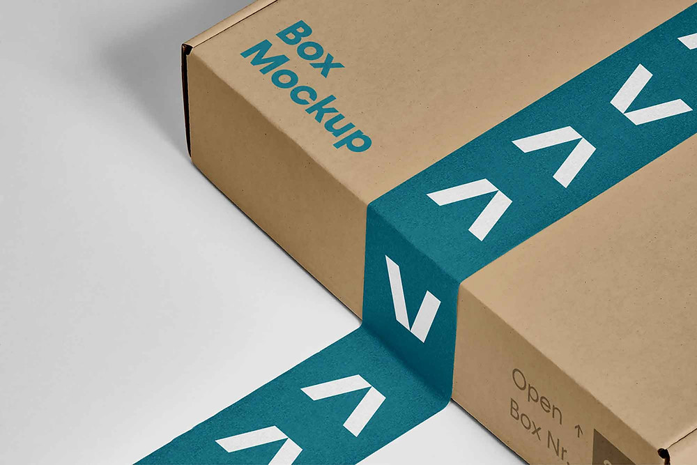 Download Free Box And Tape Mockup Psd