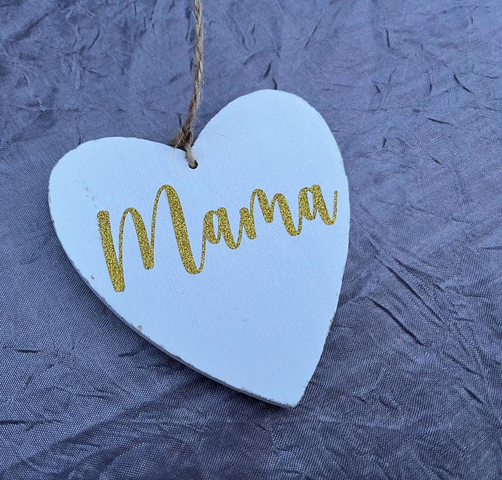 Mama♥ weisses Holzherz im Shabby Chic Style