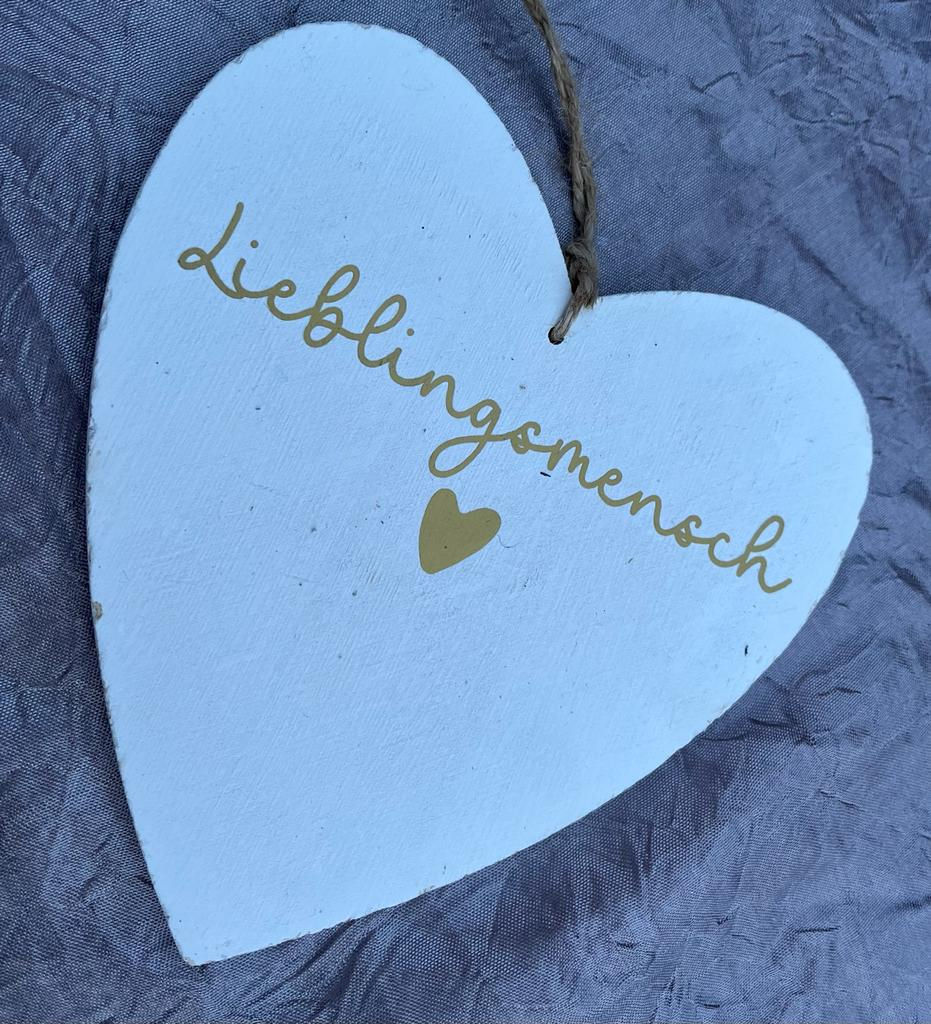 Lieblingsmensch♥ weisses Holzherz im Shabby Chic Style