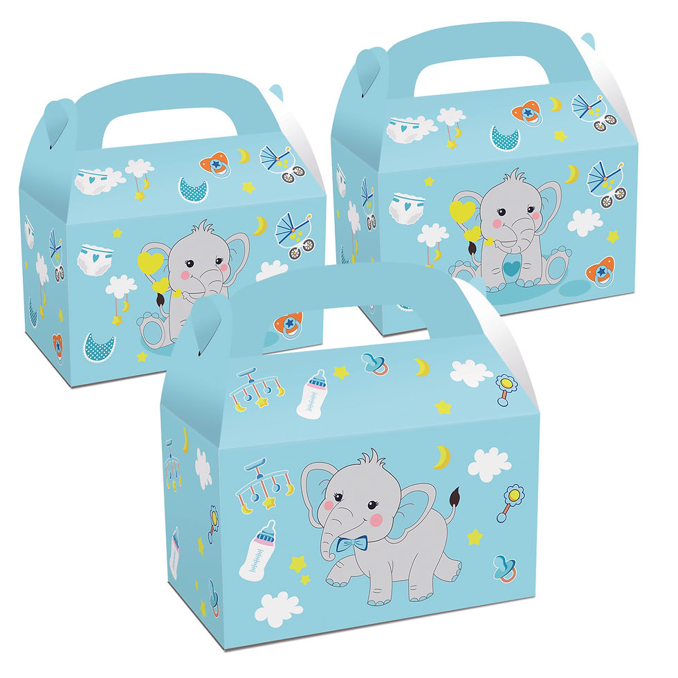 Thumbnail: Baby Boy Elephant  Party Boxes 12count Ast