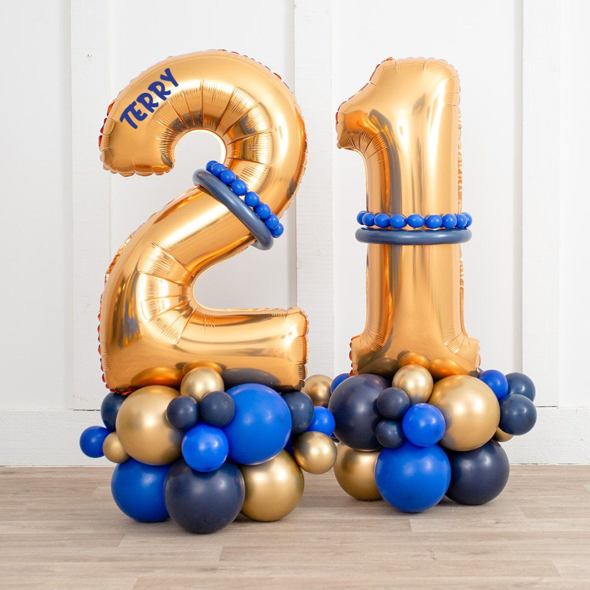 Any Two Personalised Sapphire Blue Inflated Number Balloon Stack