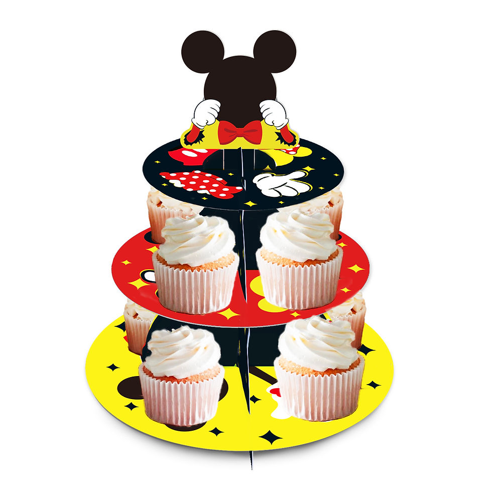Thumbnail: Mickey Mouse Theme 3-Tiers Paper Cake Stand Set Sizes Cupcake Stands
