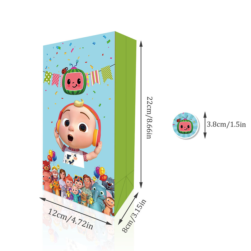 Thumbnail: CocoMelon Paper Bag with Sticker 12count Ast.