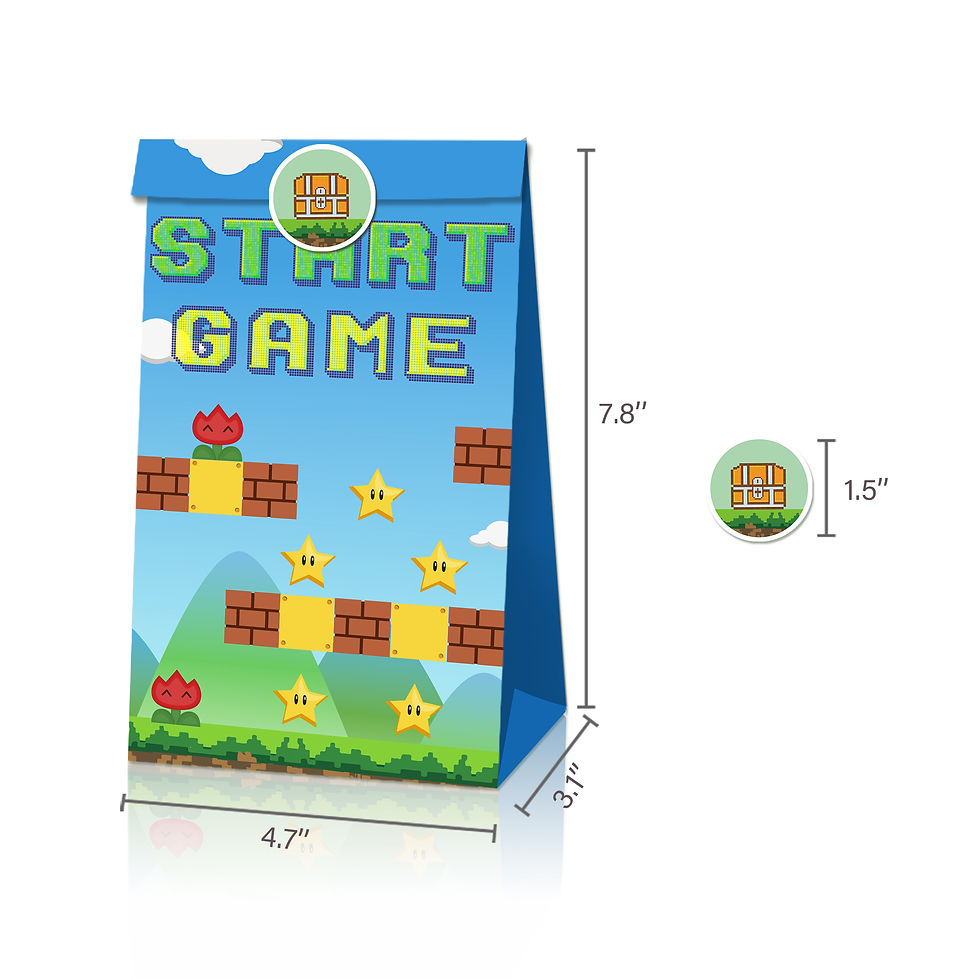 Thumbnail: SuperMArio Paper Bag with Sticker 12count Ast.