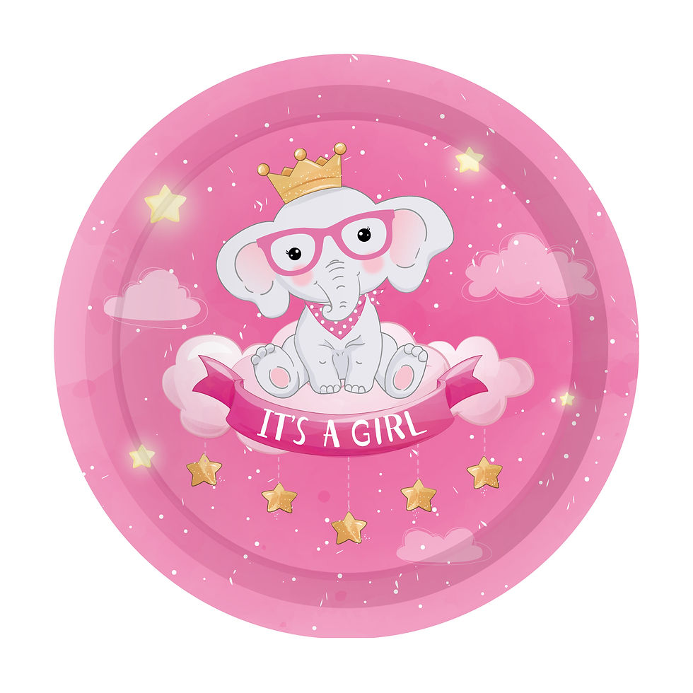 Thumbnail: It's  A Baby Girl  Elephant Party Set 8pax