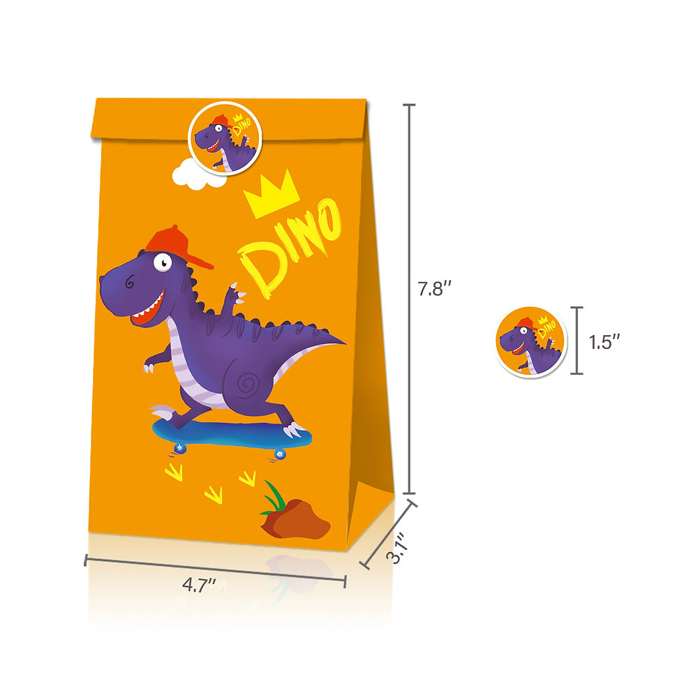 Thumbnail: Dinosaurs Paper Bag with Sticker 12count Ast.