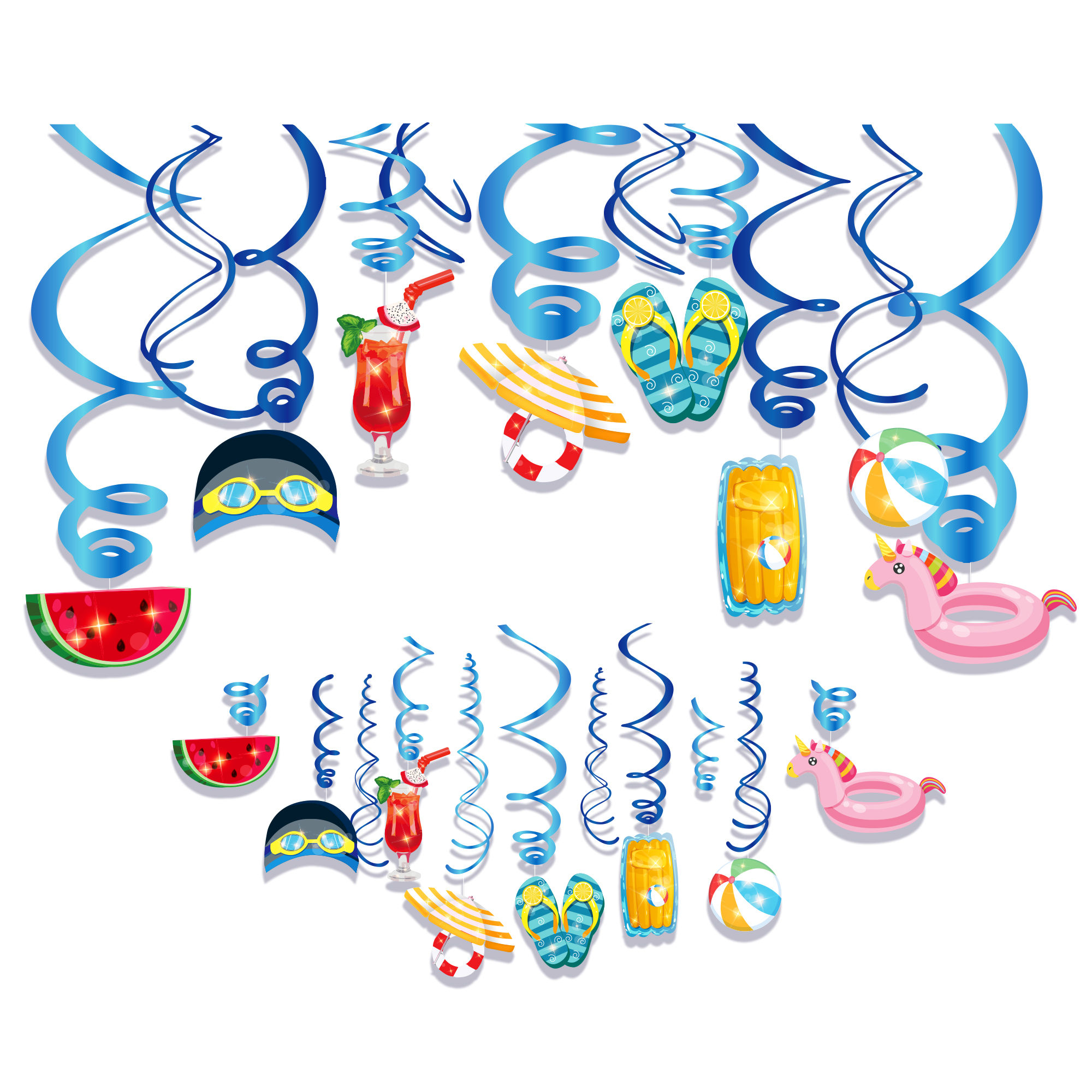Pool Summer Party Swirls 12pcs Party Decor
