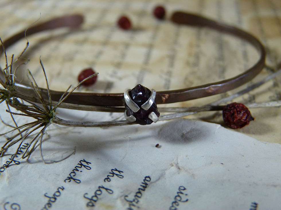 Thumbnail: Glorious Garnet - Copper and Raw Gemstone Bangle