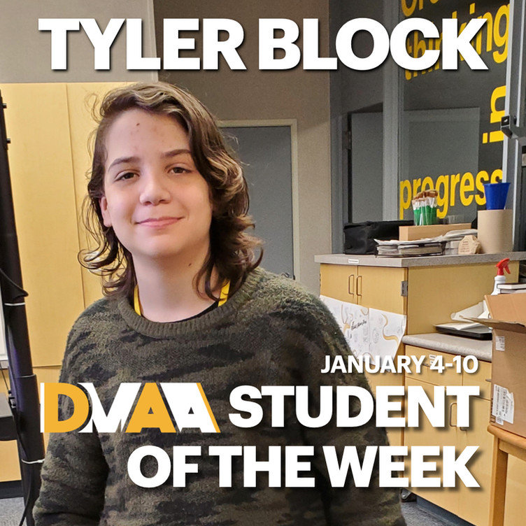 Tyler Block is the DMAA Student of the Week for January 4-10
