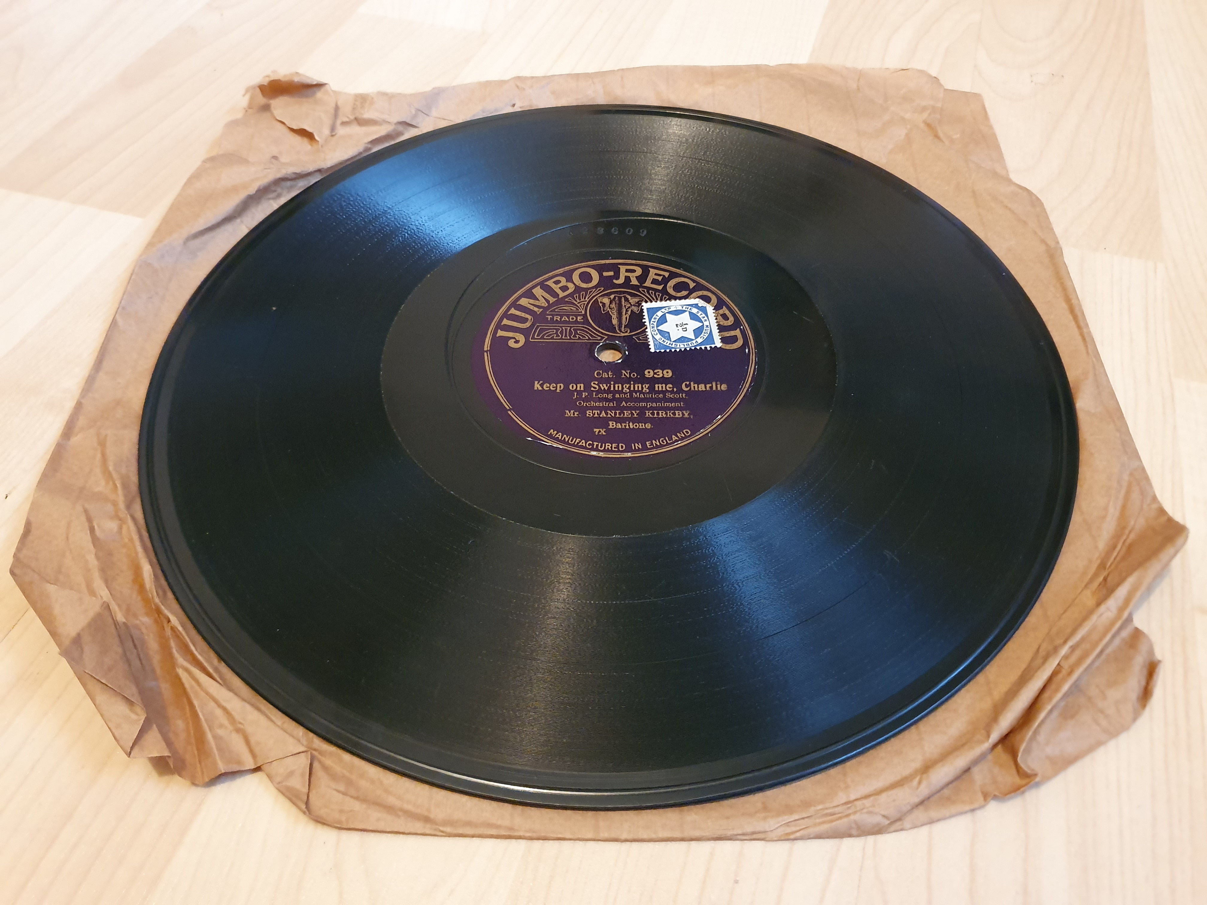 STANLEY KIRKBY "Keep On Swinging Me, Charlie" JUMBO RECORD 939 [78 RPM]