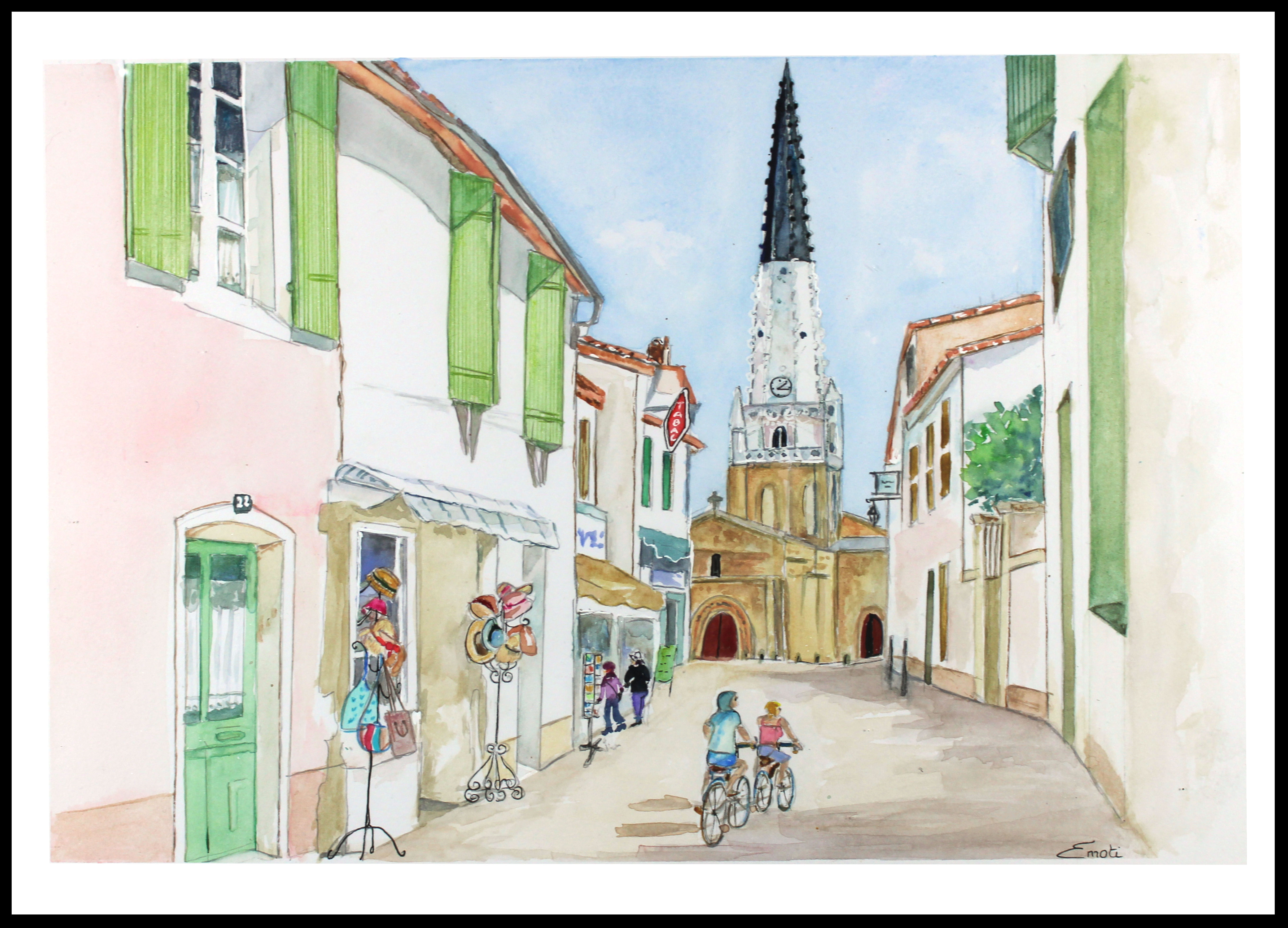 Aquarelle Originale - Ruelle d'Ars en Ré