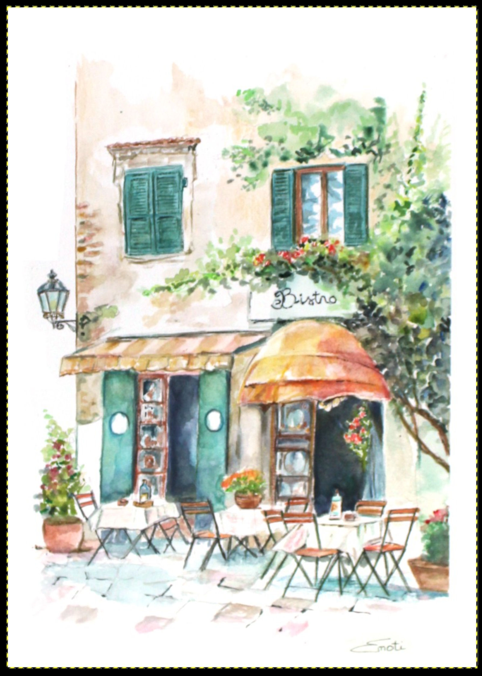 Aquarelle Originale - Le Petit Bistro