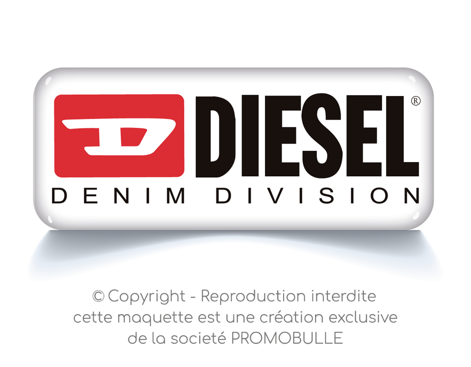 Sticker doming rectangulaire avec le logo Diesel Denim Division