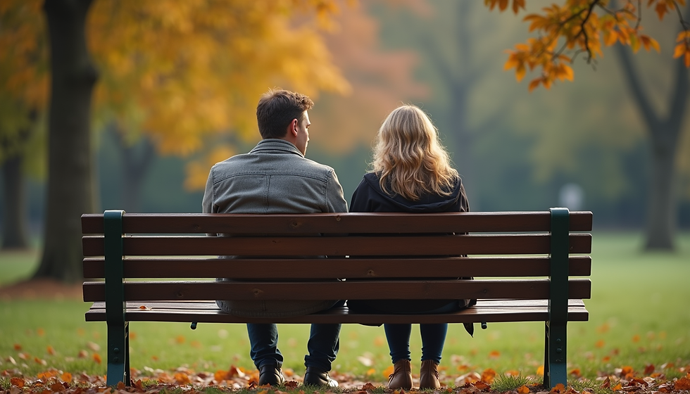 Couple on a park bench, having an intimate conversation and building emotional connection.