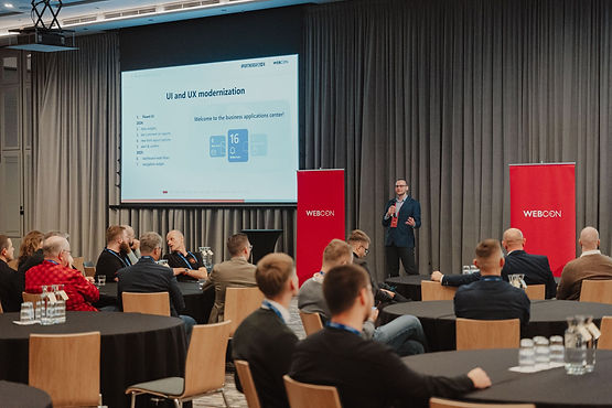 A photo taken during a WEBCON Day presentation, courtesy of WEBCON.