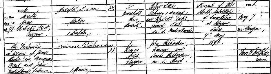 1896 Joseph Little Minnie Richardson Mar
