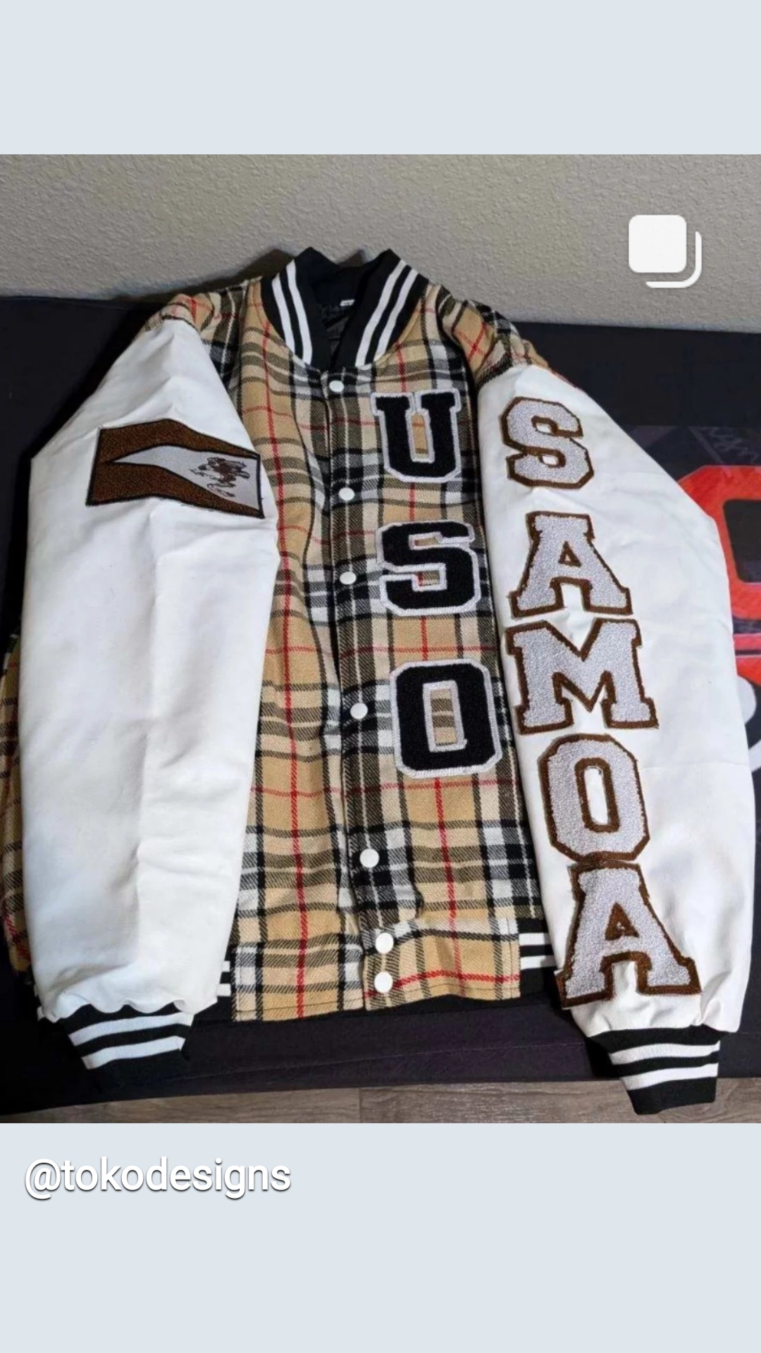 CHENILLE EMBROIDERY BURBERRY STYLE LETTERMAN JACKET