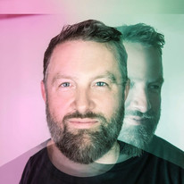 A picture of Claude VonStroke taken with a double exposure.
