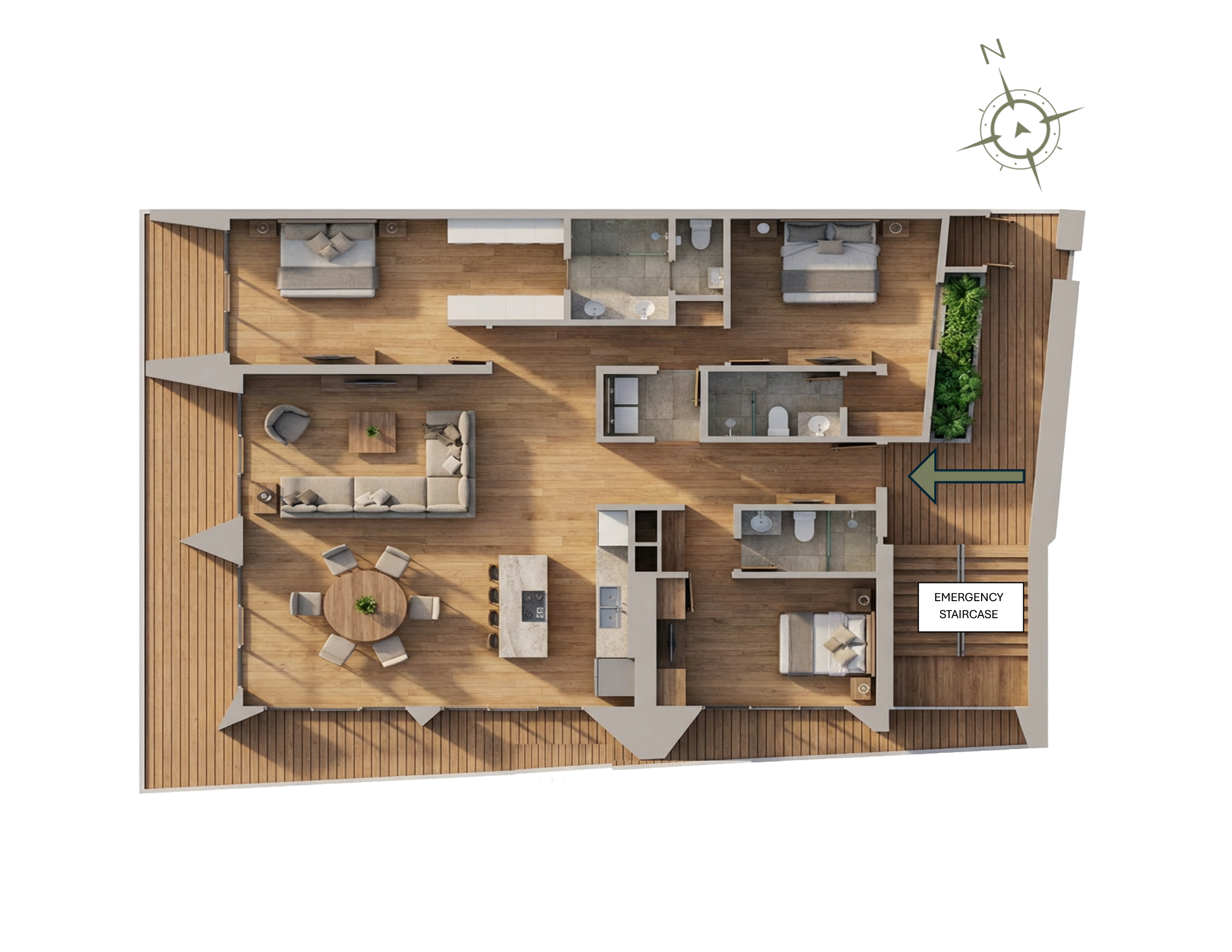 L'Aquila Residences — Type A — 3 bed / 3 bath · 220 m²