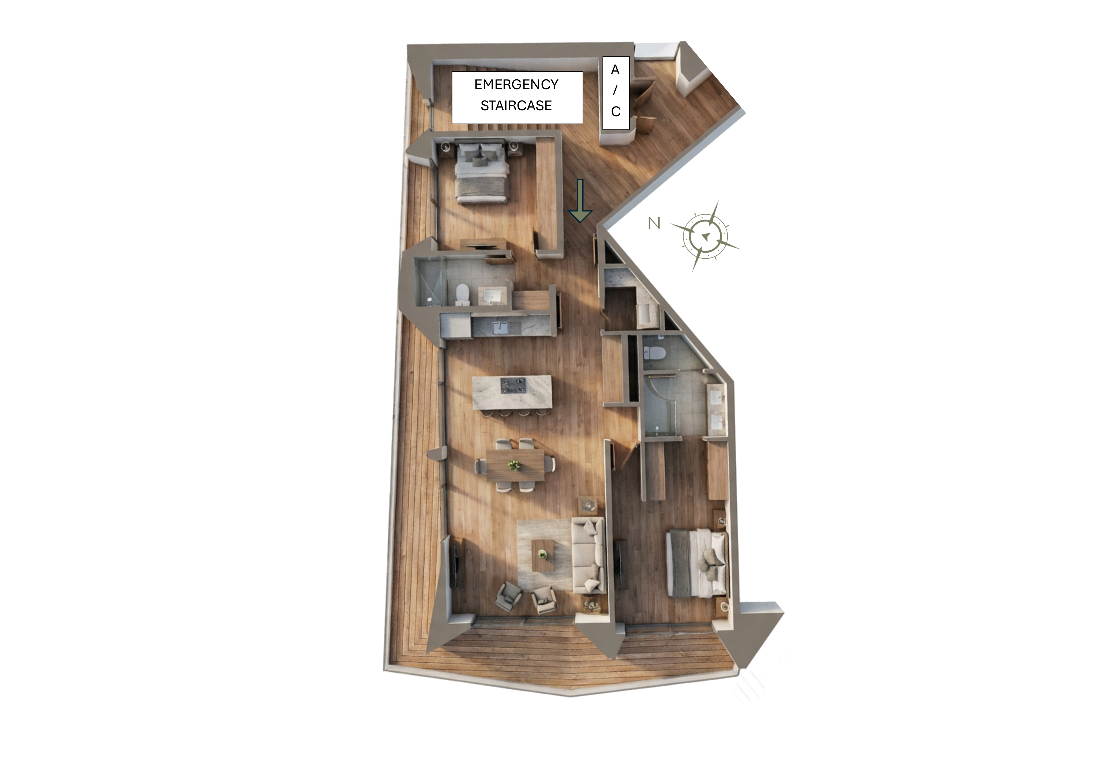 L'Aquila Residences — Type E — 2 bed / 2 bath · 157 m²