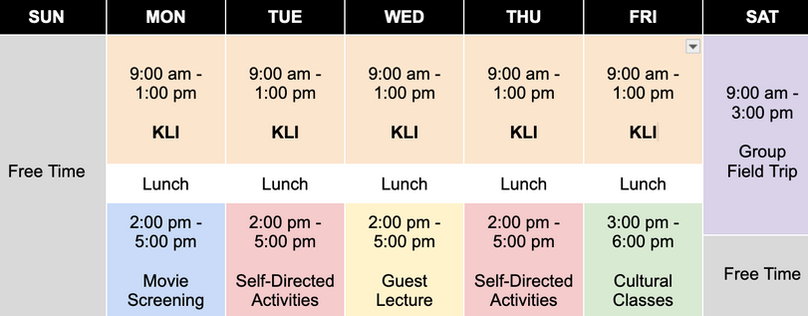 Seoul SPARKS summer program schedule