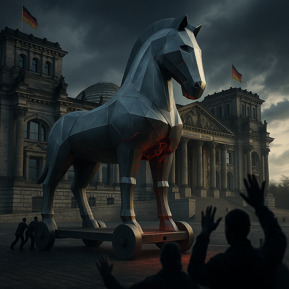 KI generiertes Bild: Sozialdarwinismus 2025 als Trojanisches Pferd