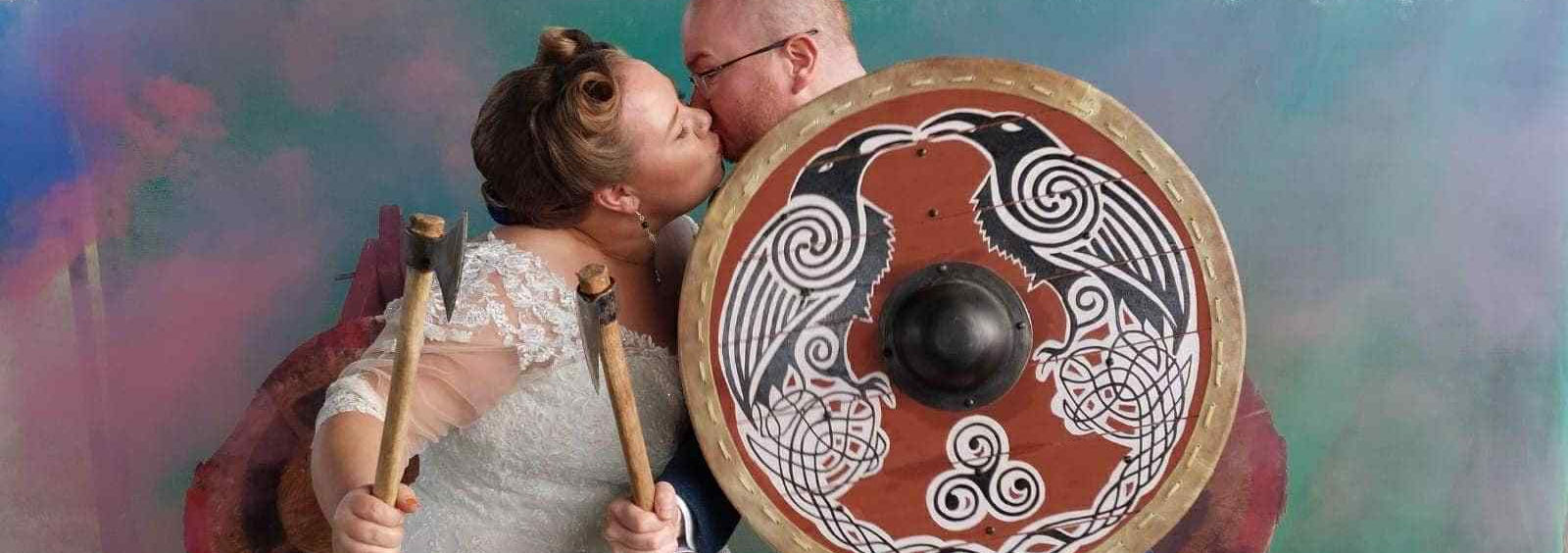 “BattleAxe wedding: axes, flares, and pure joy!”