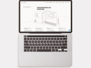 Mock-up of the new Lalli Engineers website as seen on an macbook pro