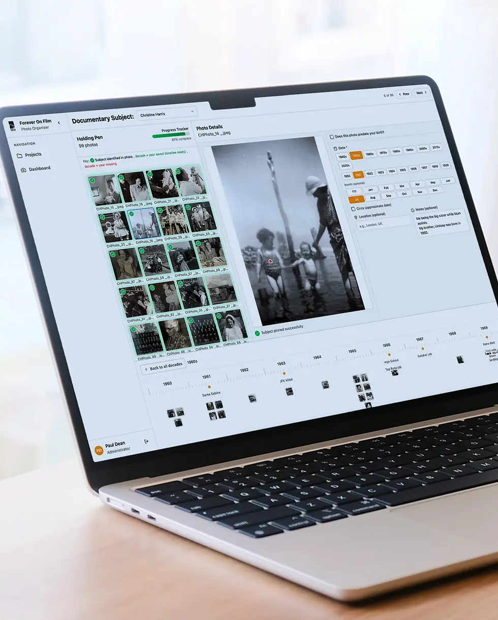 Photo organiser software on a laptop