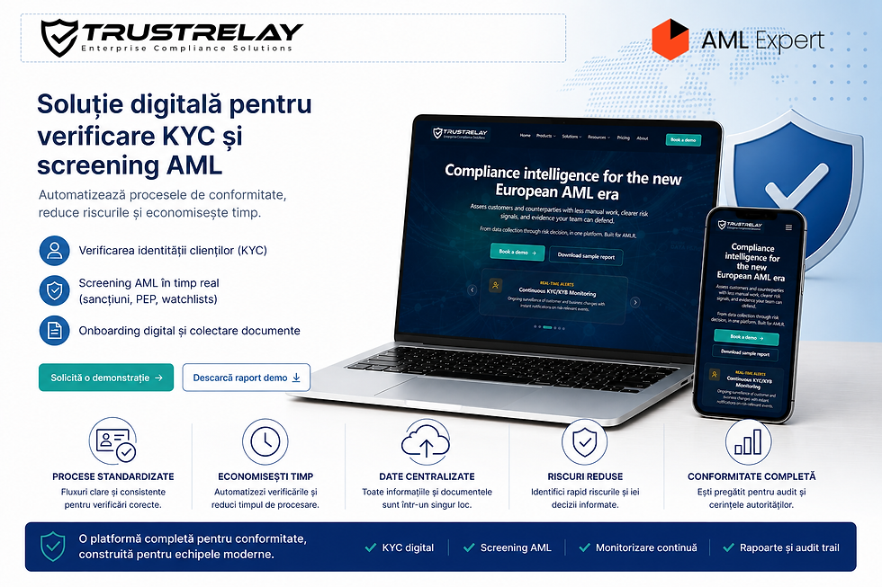 solutie trustrelay pentru verificare kyc si screening aml pentru firme din romania