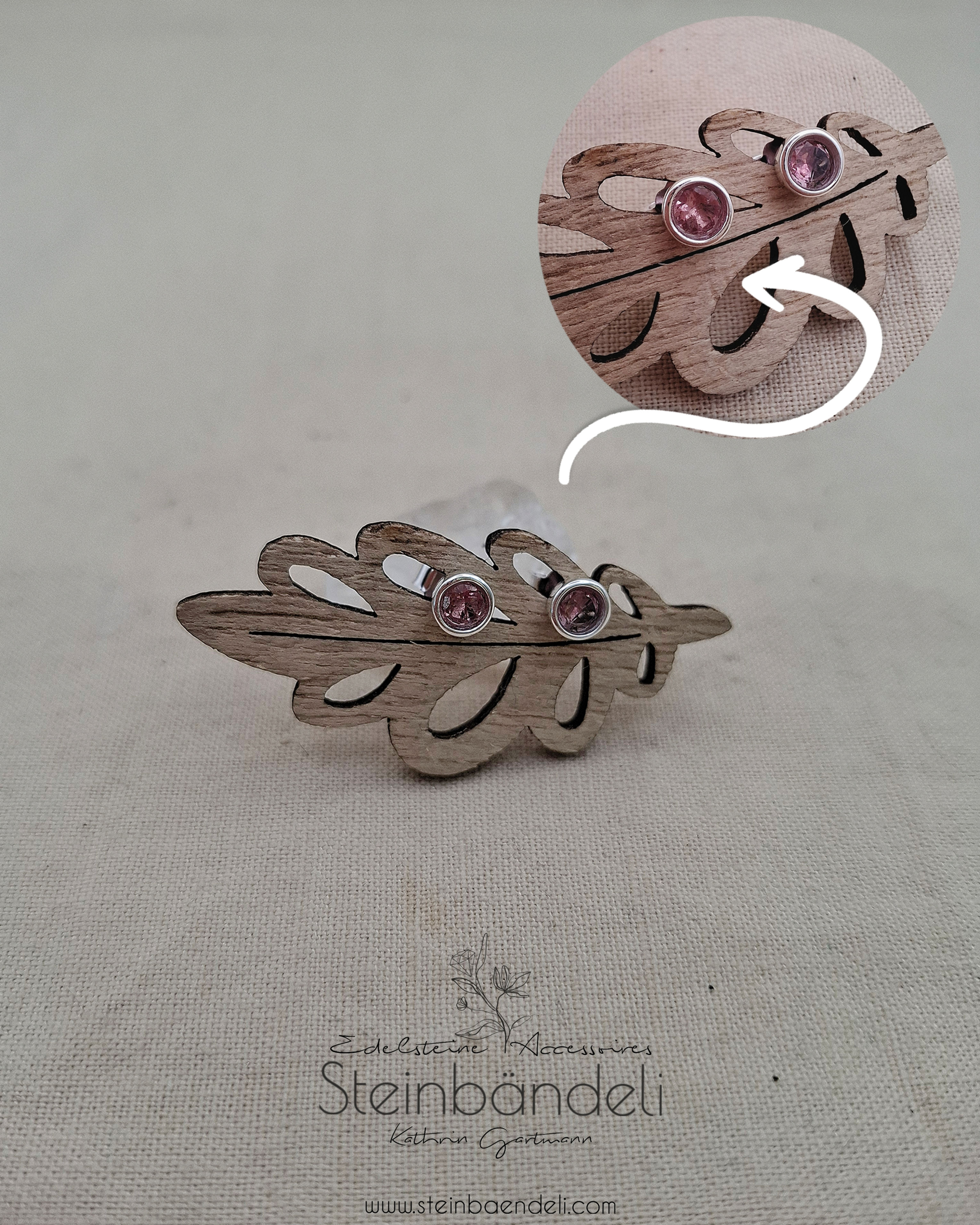 Ohrstecker "Basic" rosa Turmalin/ Silber 5 mm