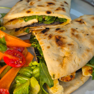 Miso mushroom & halloumi sandwich