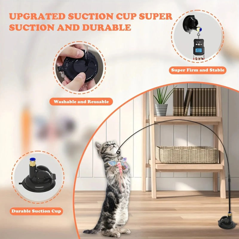 Miniatura: Gato brincando com brinquedo de ventosa. Sucção forte e durável.