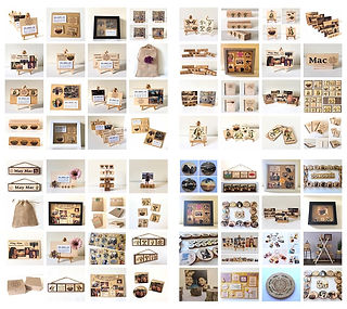 Unique, personalized rustic wood gifts including collages, ornaments, desktop accents and more