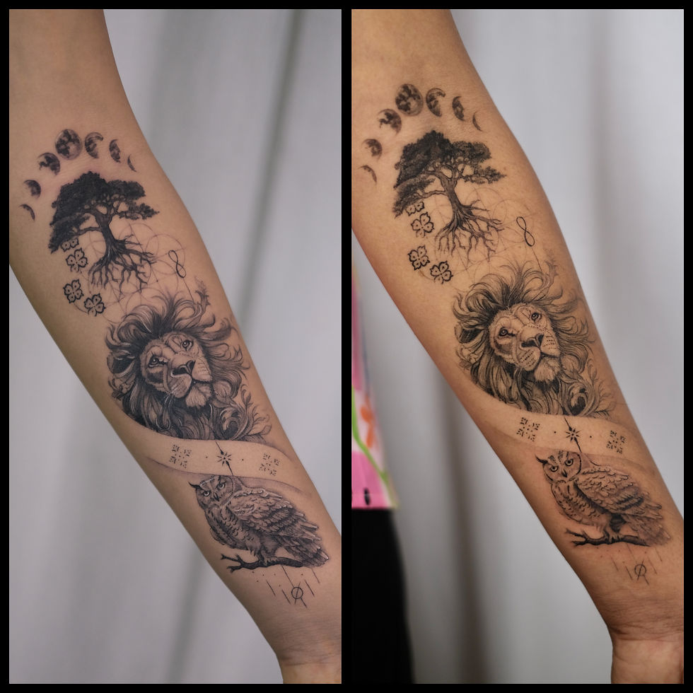 Healed fine line tattoo after several years by Dr. Esha Varpe in Mumbai