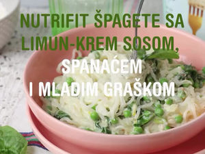 NUTRIFIT špagete sa limun-krem sosom, spanaćem i mladim graškom