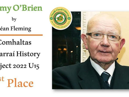 Congrats to Seán Fleming on winning the u15 Comhaltas History Project 2022.
