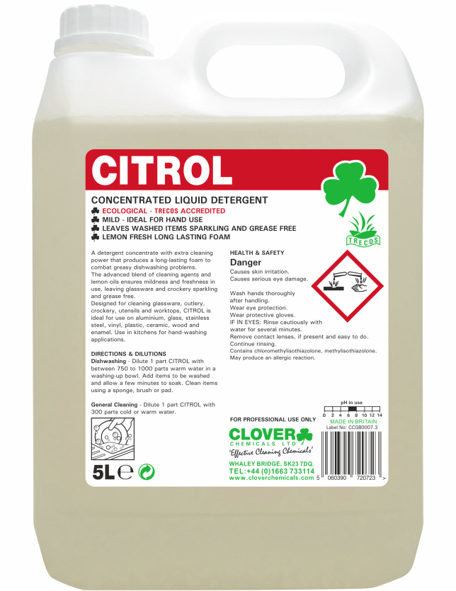 CH052 Citrol Concentrated Washing Up Liquid 5ltr