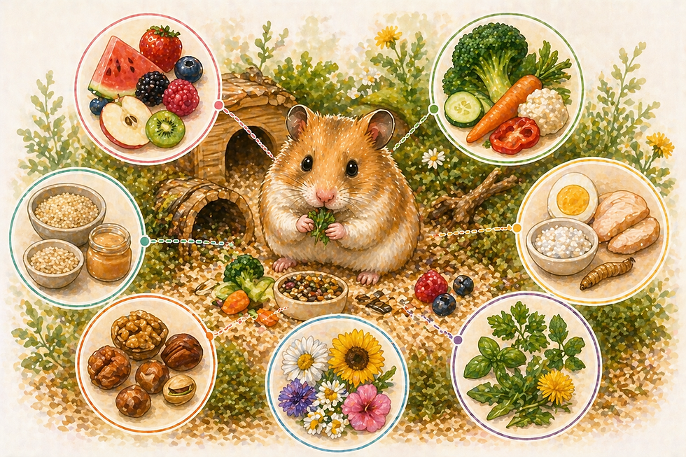 hamster velger riktig trygg mat