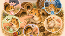 Cartoon hamster som biter en finger
